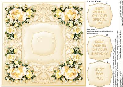 Cream Roses Quick Card Front