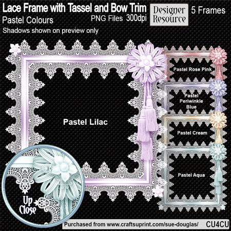 Designer Resource - Lace Frame with Tassel & Bow Trim Pastel