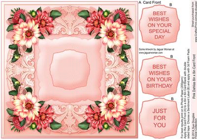 Pink Dahlias Quick Card Front