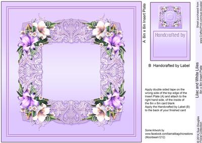 Lilac and White Lilies Matching 8in x 8in Insert Plate