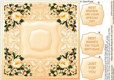 Yellow Old English Roses Quick Card Front