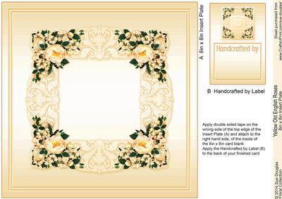 Yellow Old English Roses Matching 8in x 8in Insert Plate