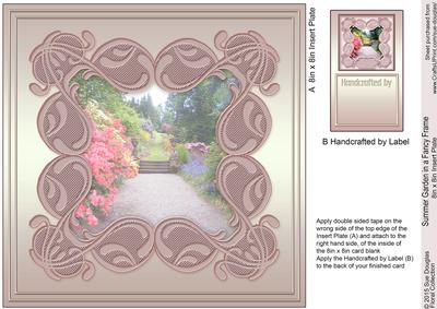 Summer Garden in a Fancy Frame Matching 8x8 Insert Plate