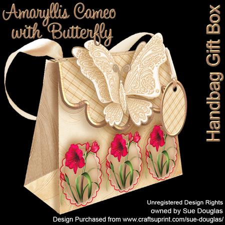 Handbag Gift Box Amaryllis Cameo with Butterfly