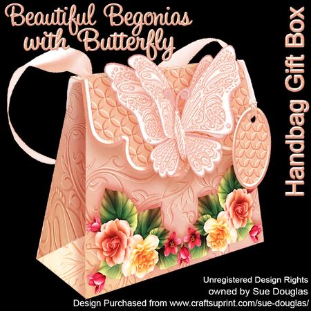 Handbag Gift Box Beautiful Begonias with Butterfly