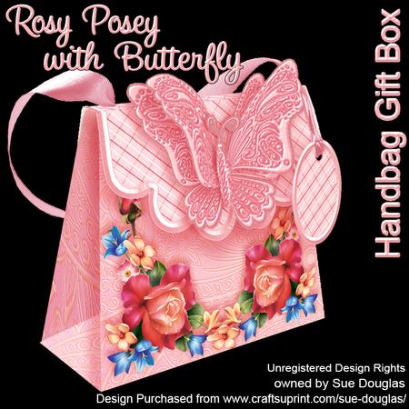 Handbag Gift Box Rosy Posey with Butterfly