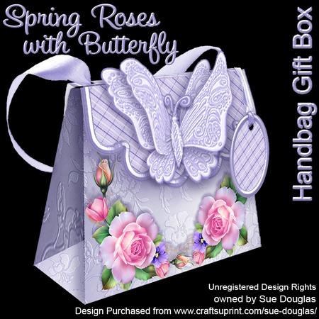 Handbag Gift Box Spring Roses with Butterfly