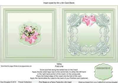 Pink Roses on a Fancy Frame Matching 6in x 6in Insert