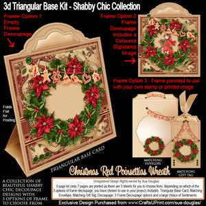 Triangular Base Vintage Shabby Chic Christmas Poinsettia Wre