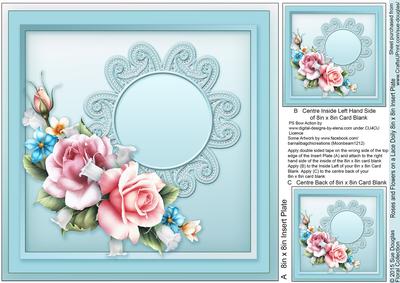 Roses and Flowers on a Lace Doily Matching 8x8 Insert Plate
