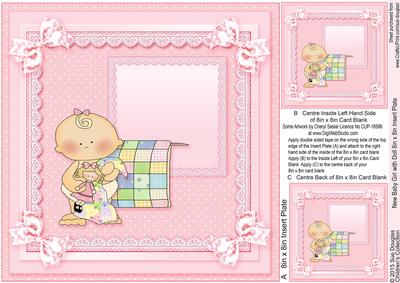 New Baby Girl with Doll Matching 8inx8in Insert Plate