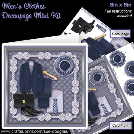 Men's Clothes 8in x 8in Decoupage Mini Kit