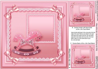 Baby Girl Rocking Horse Matching 8inx8in Insert Plate