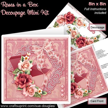Roses in a Box 8in x 8in Decoupage Mini Kit