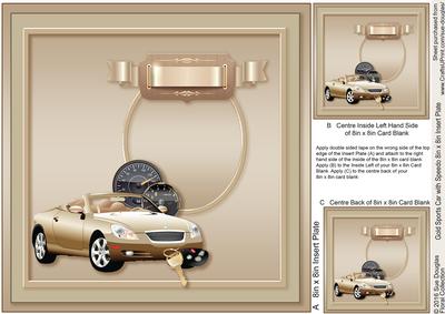 Gold Sports Car with Speedo Matching 8inx8in Insert Plate