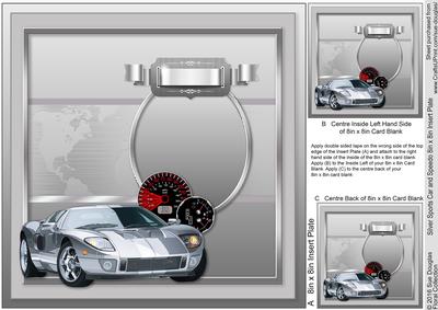 Silver Sports Car with Speedo Matching 8inx8in Inser Plate