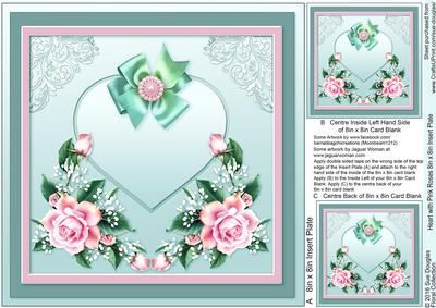 Heart with Pink Roses Matching 8in x 8in Insert Plate