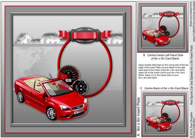 Red Sports Car with Speedo Matching 8inx8in Insert Plate