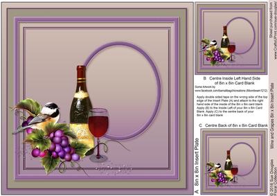 Wine and Grapes with Bird Matching 8in x 8in Insert Plate