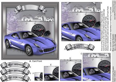 Blue Car and Speedo 6in x 6in Pyramage