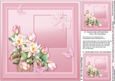 Pink Lotus Flowers on a Lace Border Matching 8x8 Insert Plat