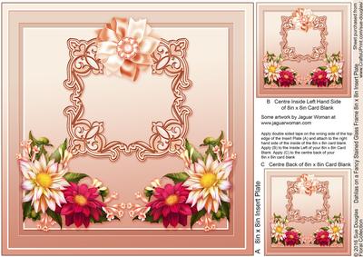 Dahlias on a Stained Glass Frame Matching 8x8 Insert Plate
