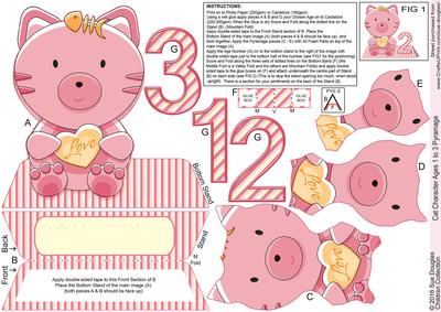 Cat Character Shaped Age Card Pyramage