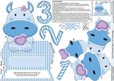 Cow Character Shaped Age Card Pyramage