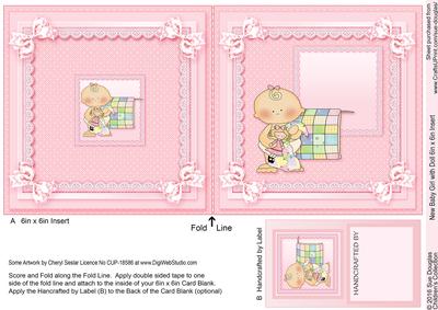 New Baby Girl with Doll 6in x 6in Insert