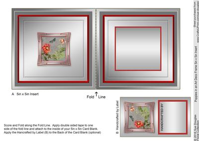Poppies in an Art Deco Frame Matching 5in x 5in Insert