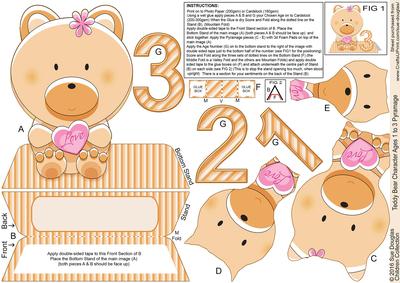 Teddy Bear Character Shaped Age Card Pyramage