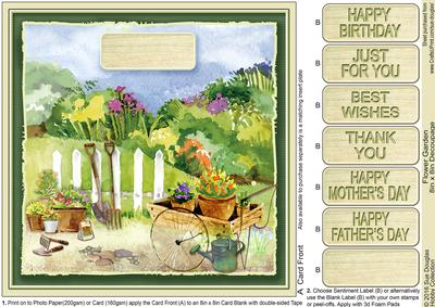 Flower Garden 8in x 8in Decoupage