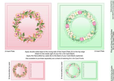 Pink and Green Floral Doilies 5in x 5in Insert Plates