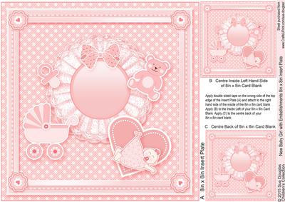 New Baby Girl with Embellishments Matching 8x8 Insert Plate