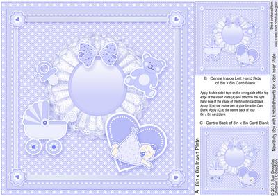 New Baby Boy with Embellishments Matching 8x8 Insert Plate