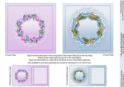 Lilac and Blue Floral Doilies 5in x 5in Insert Plates