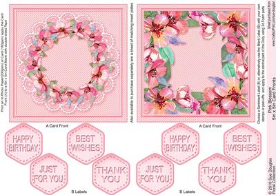 Pink Blossom 5in x 5in Card Fronts