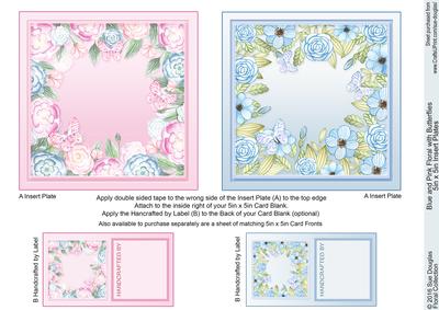 Blue and Pink with Butterflies 5in x 5in Insert Plates