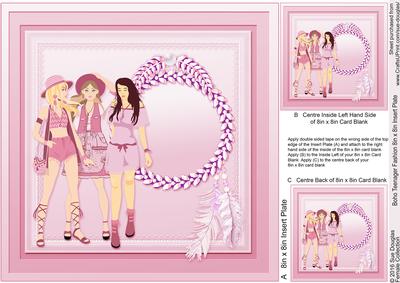 Boho Teenager Fashion Matching 8in x 8in Insert Plate