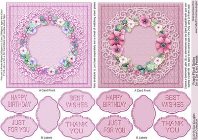 Purple Floral Doilies 5in x 5in Card Fronts