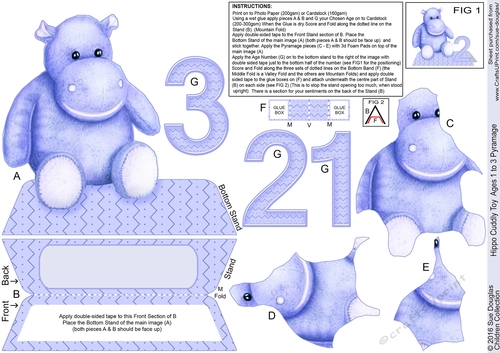 Hippo Cuddly Toy Shaped Age Card Pyramage