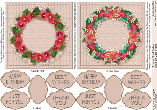 Tropical Floral Doilies 5in x 5in Card Fronts