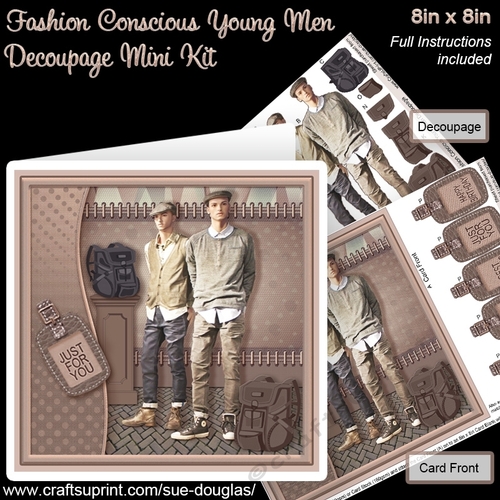 Fashion Conscious Young Men 8in x 8in Decoupage Mini Kit