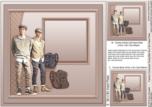 Fashion Conscious Young Men matching 8inx8in Insert Plate