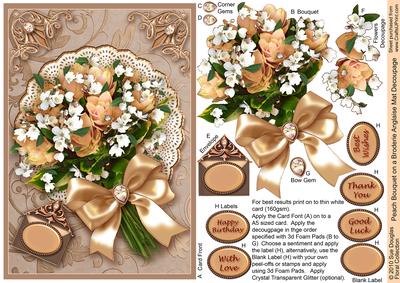 Peach Bouquet on a Broderie Anglaise Mat Decoupage