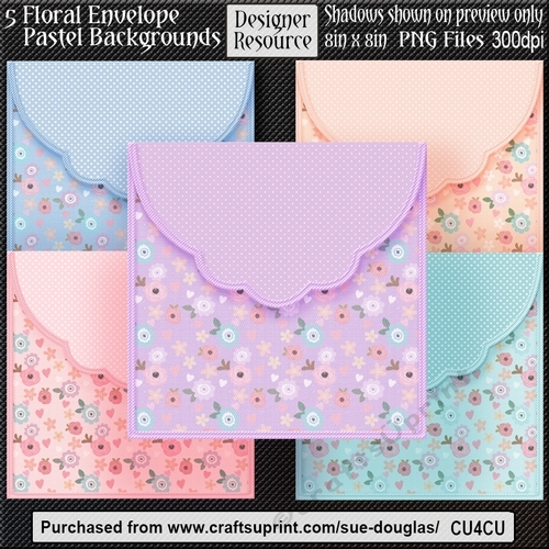 Designer Resource – Floral Envelope Backgrounds Pastel CU4CU