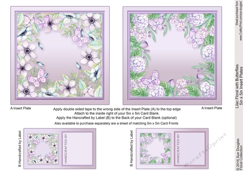 Lilac Floral with Butterflies 5in x 5in Insert Plates