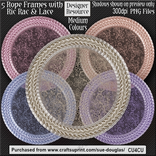 Designer Resource – Rope Frames with Ric Rac & Lace Medium CU4CU