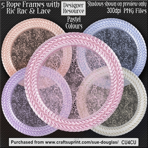 Designer Resource – Rope Frames with Ric Rac & Lace Pastel CU4CU