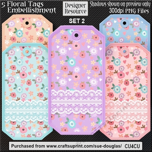 Designer Resource – Floral Tags Embellishment Set 2 CU4CU